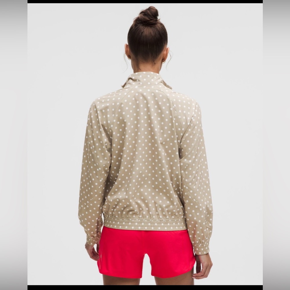 NWT Lululemon Adapted State Track Jacket, Simple Polka White Sheer Oak, Size 6 - Picture 2 of 6